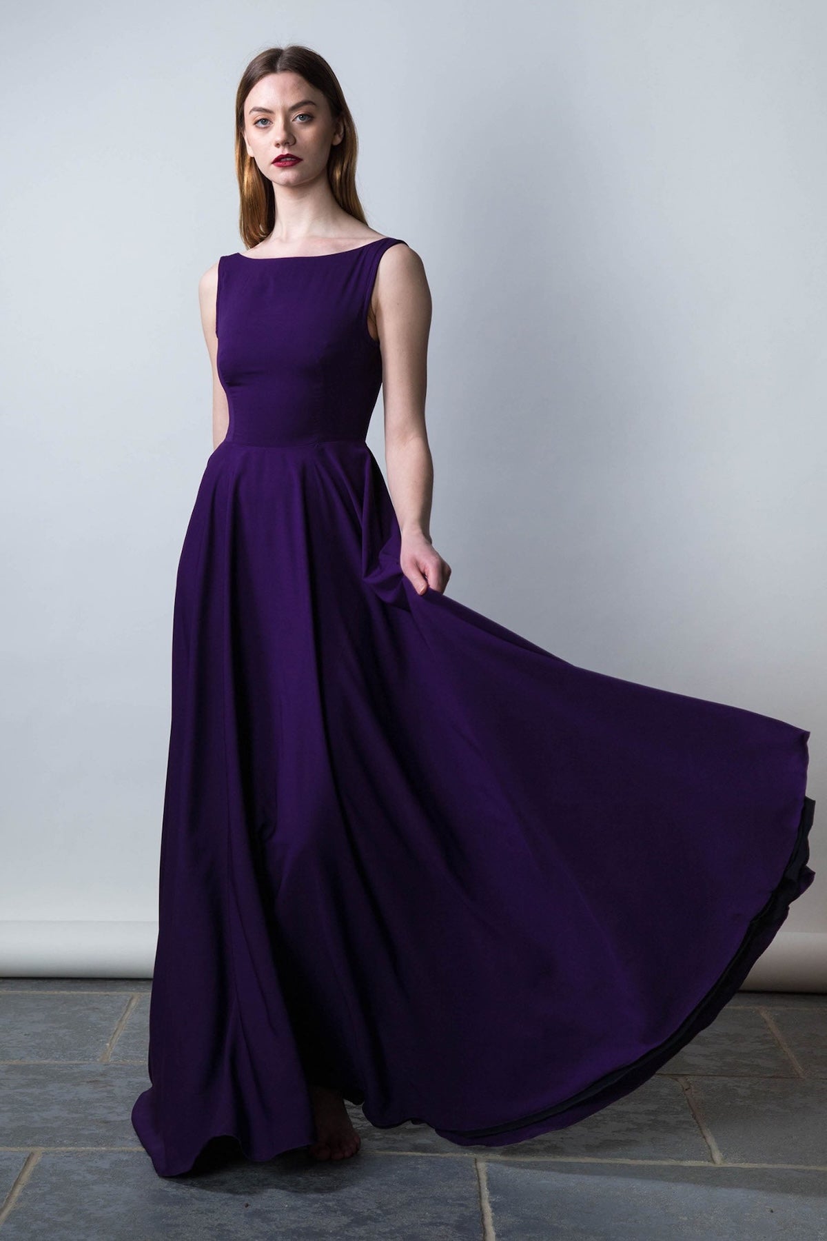 Reversible Victoria Evening Gown Purple front view