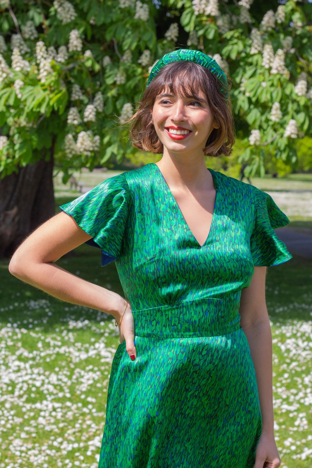 Reversible Chloe Silk Dress Flecked Emerald/Navy – Isabel Manns