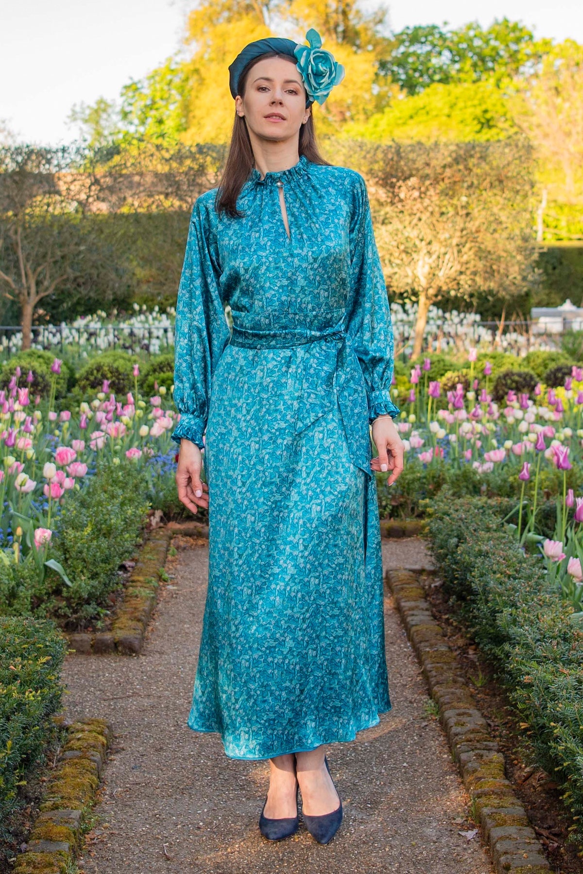 Reversible Evelyn dress front view Iris Symphony
