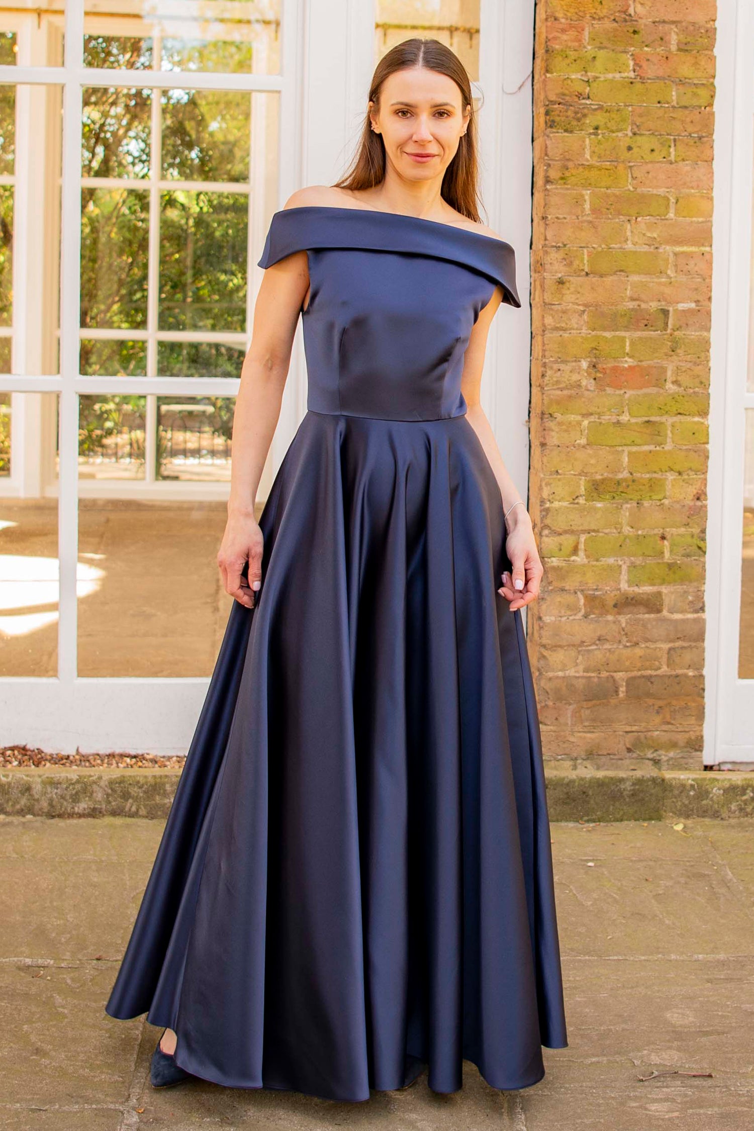 Alexa Evening Gown Navy front view