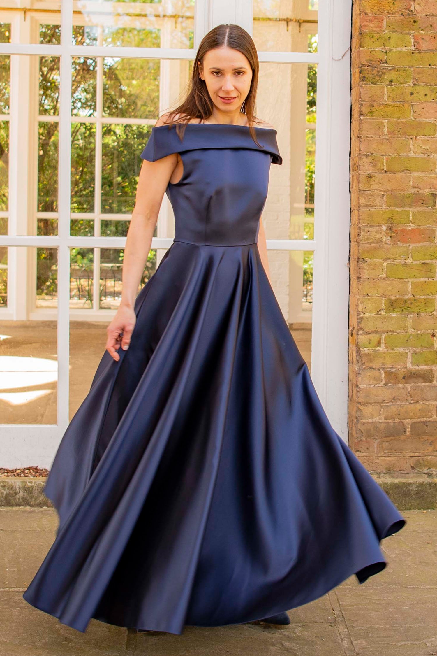 Alexa Evening Gown Navy front view