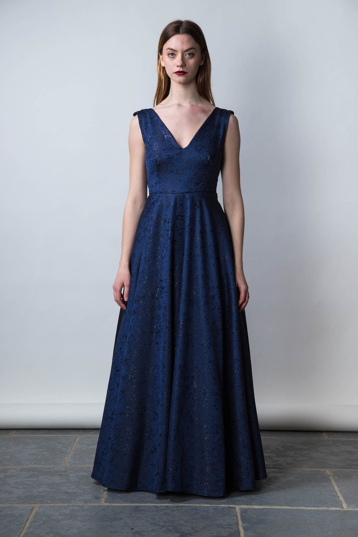 Limited Edition Elizabeth Evening Gown Navy front view