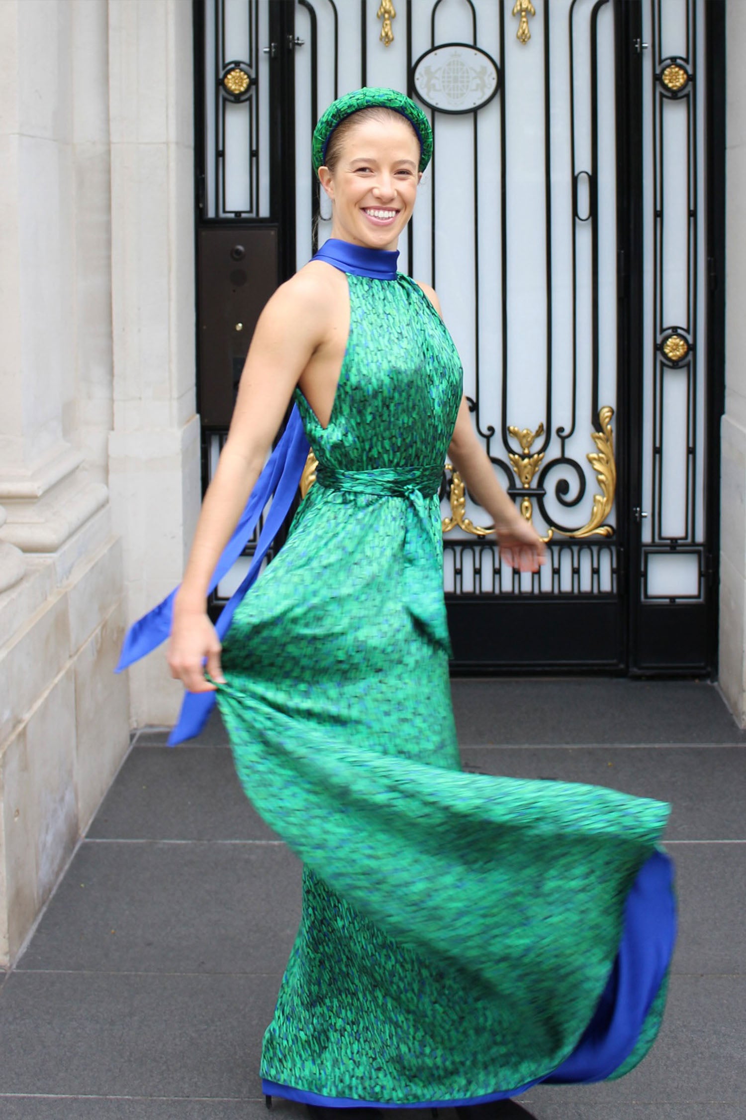 Reversible Patricia Dress Flecked Emerald front view