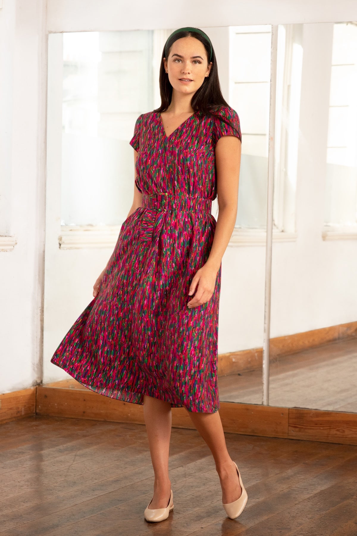 Eva Silk Bamboo Dress Floating Vision front view