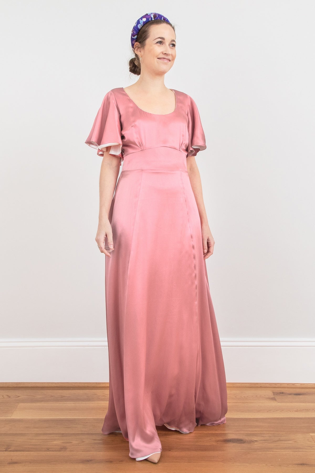 Reversible Katrina Silk Dress Dusty Pink front view