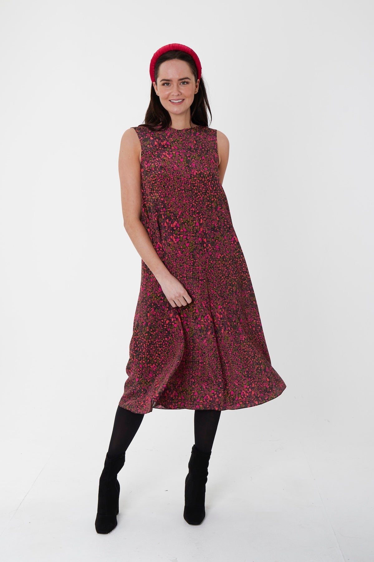 Nancy Silk Dress Dappled Bloom front view