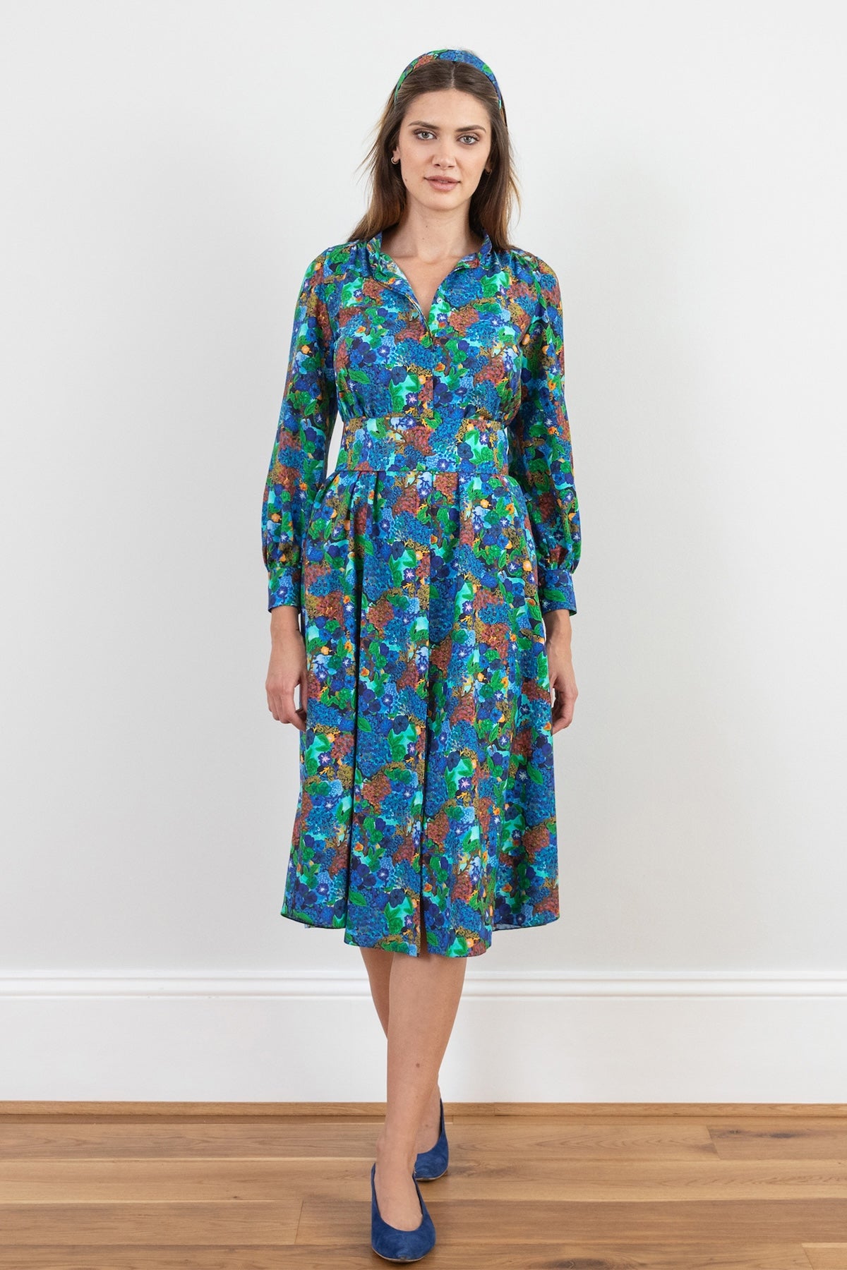 Mara Silk Bamboo Dress Floral Fantasia front view