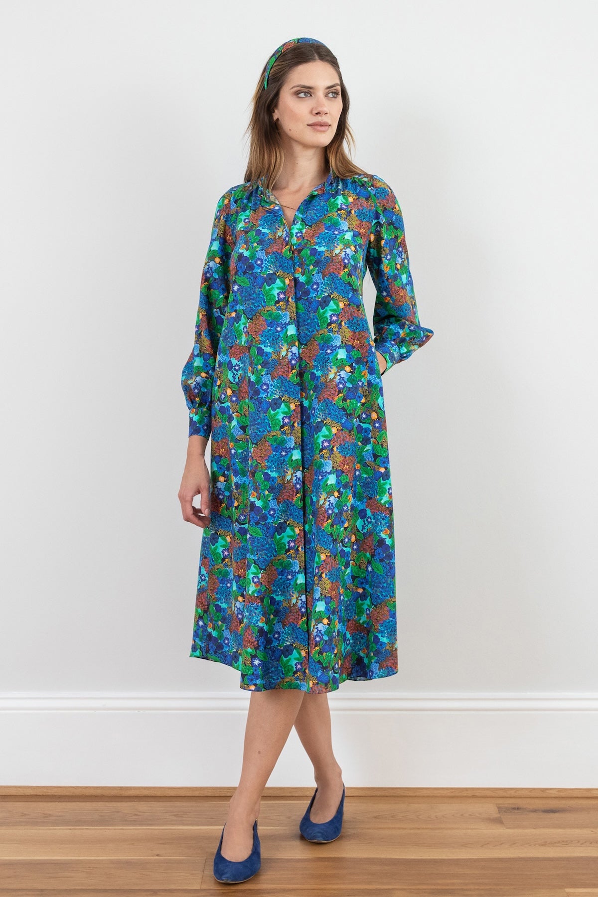 Mara Silk Bamboo Dress Floral Fantasia front view