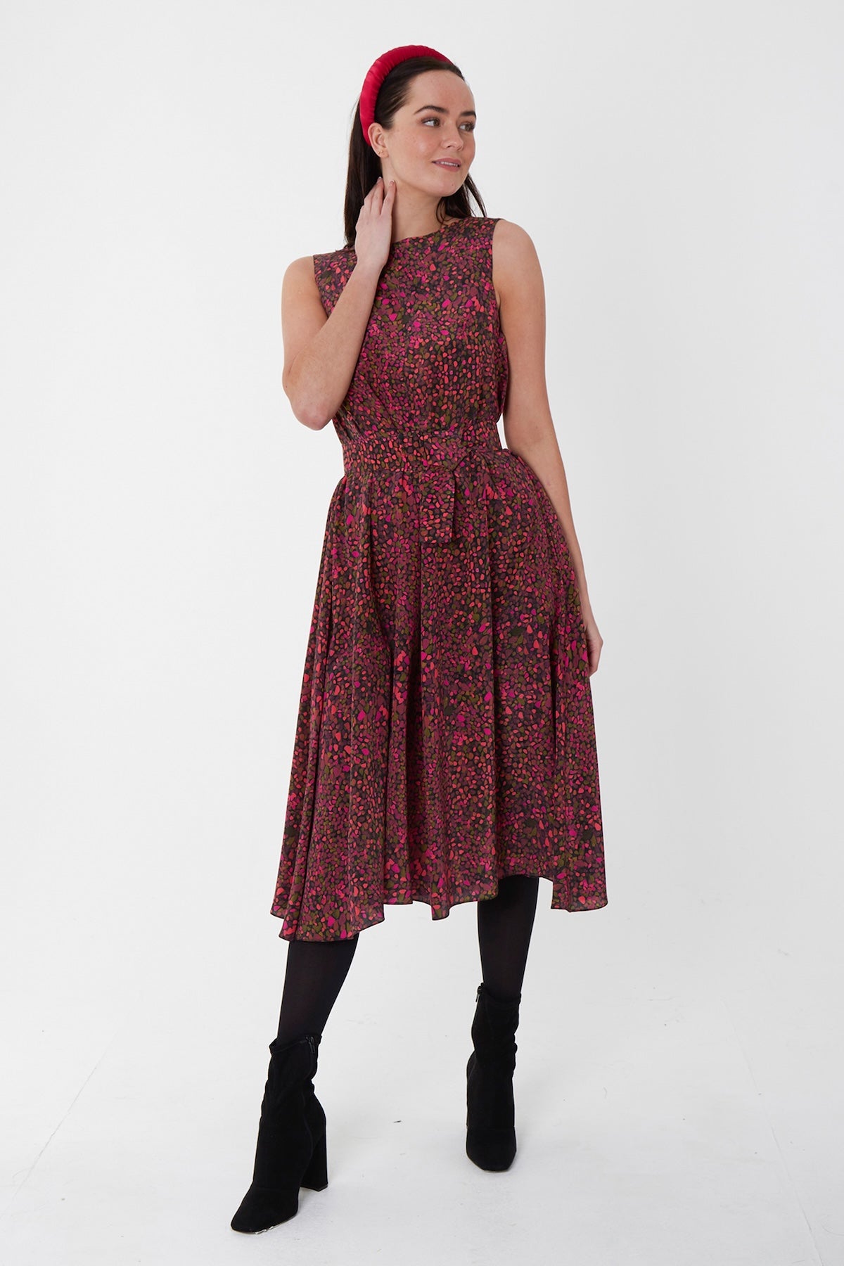 Nancy Silk Dress Dappled Bloom front view
