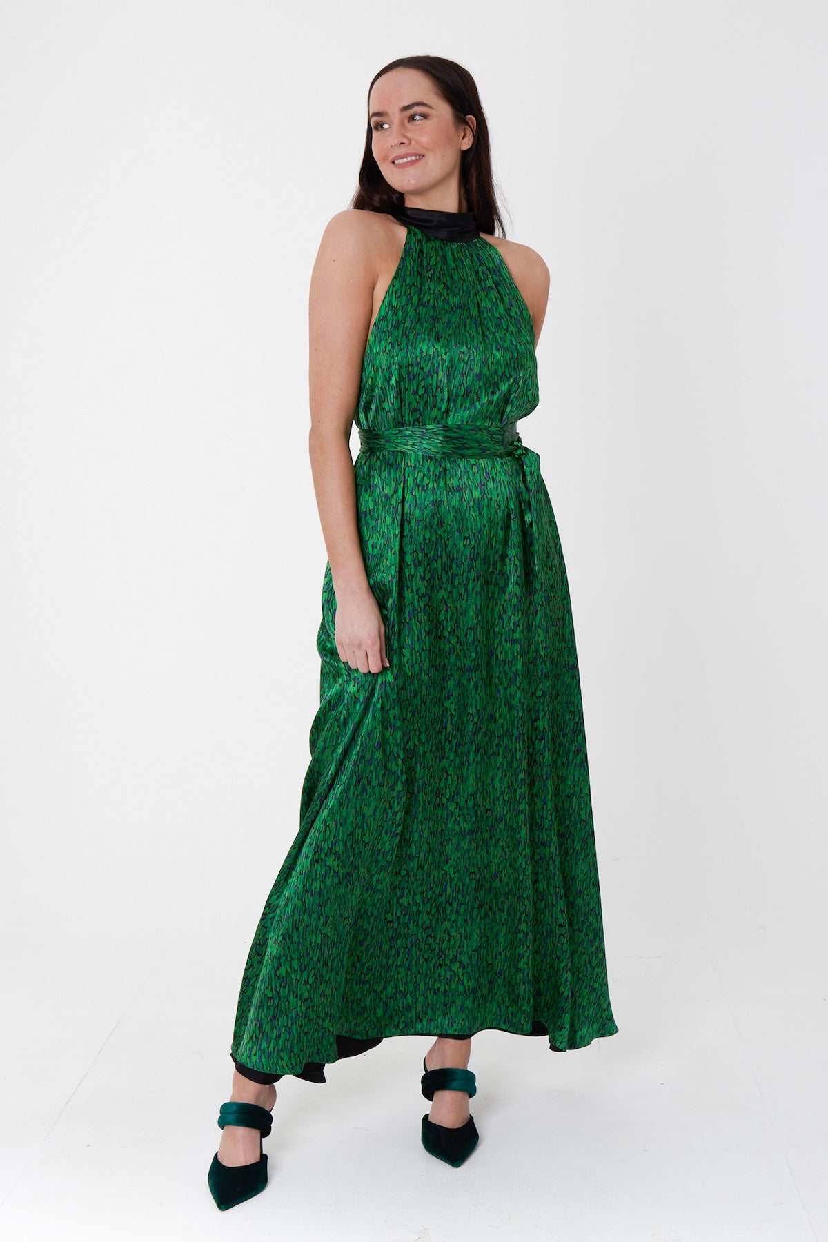 Reversible Patricia Dress Flecked Emerald front view