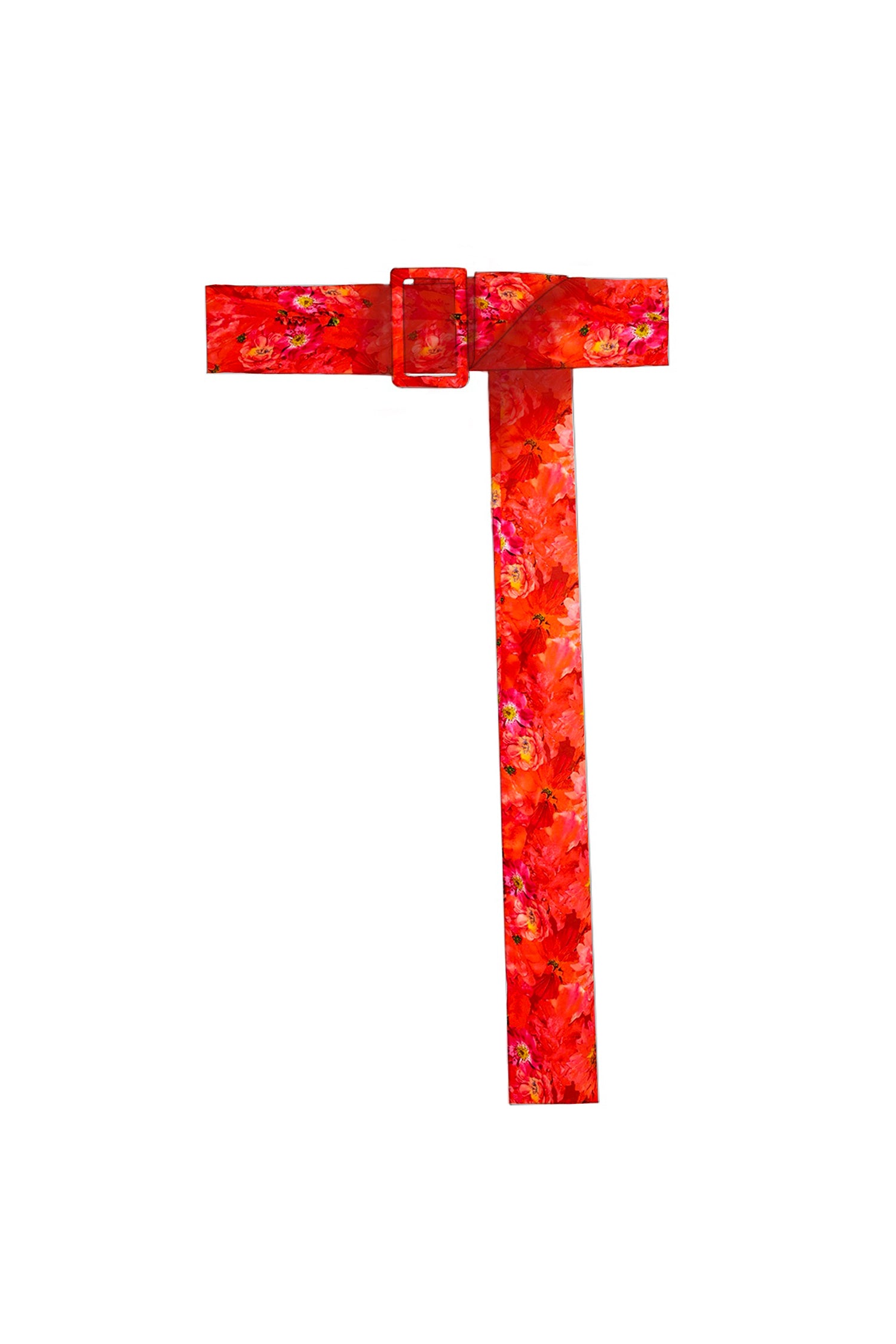 adjustable and detachable coral floral printed satin fabric covered belt