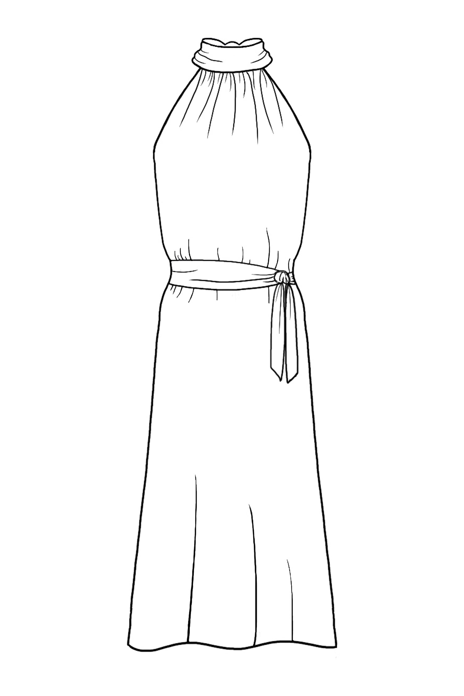 Midi halter neck dress sketch