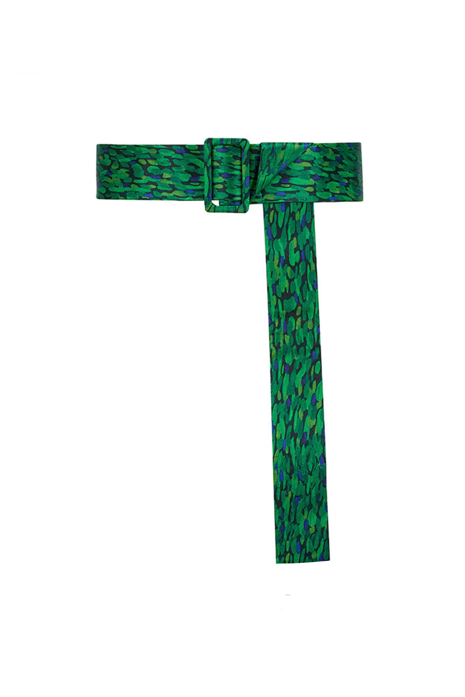 A Flecked Emerald green adjustable and detachable silk satin fabric covered belt.