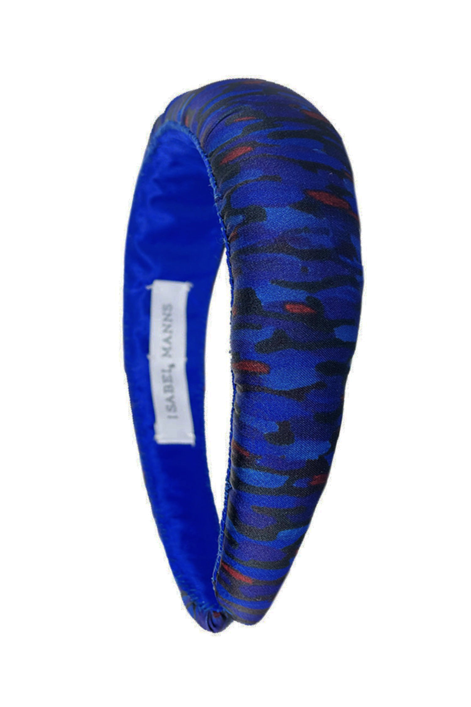 a blue printed satin headband to elevate your outfit