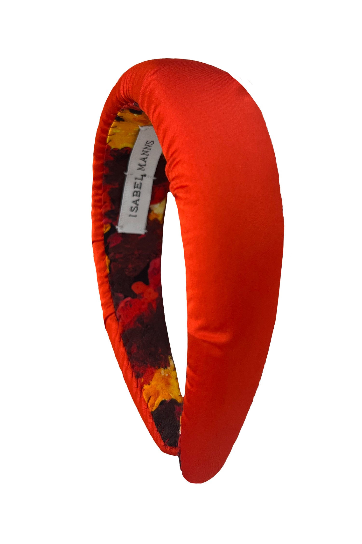 a bold plain orange padded headband sustainably made in the UK