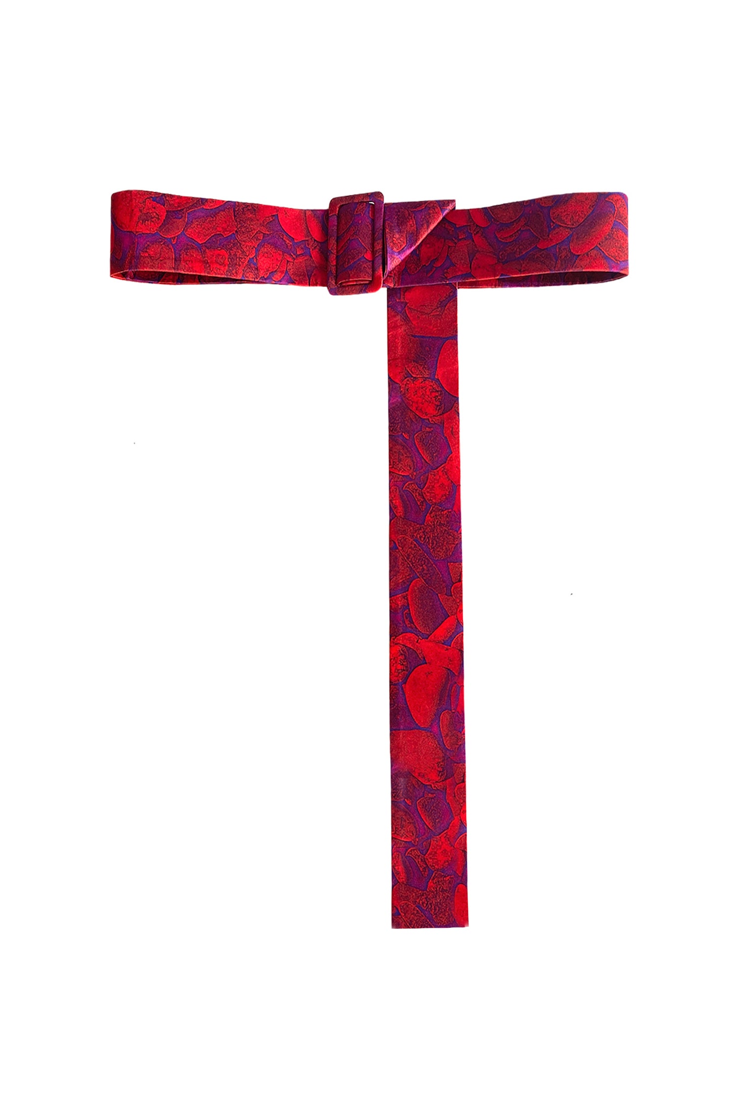 adjustable and detachable Scarlett Pebbles silk satin fabric covered belt.