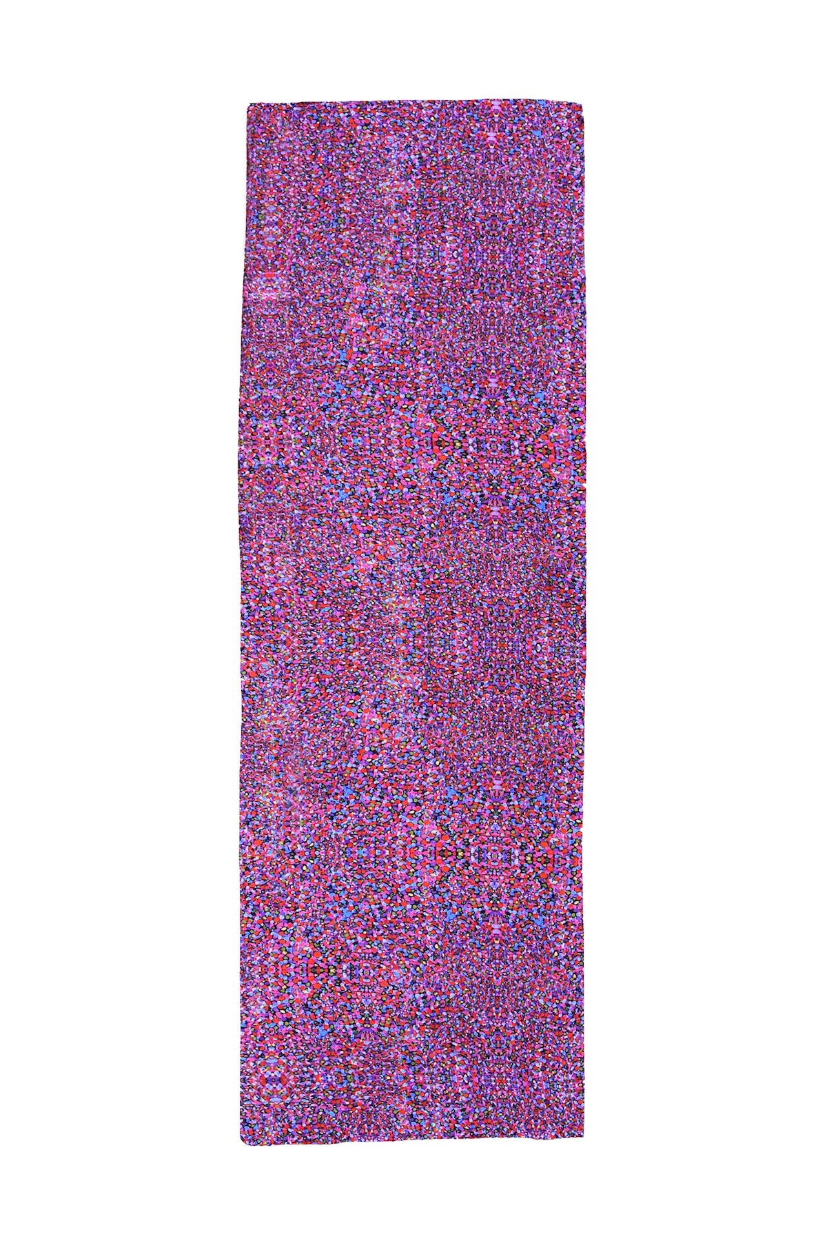 Long reversible silk satin scarf in pink and purple dotted print.