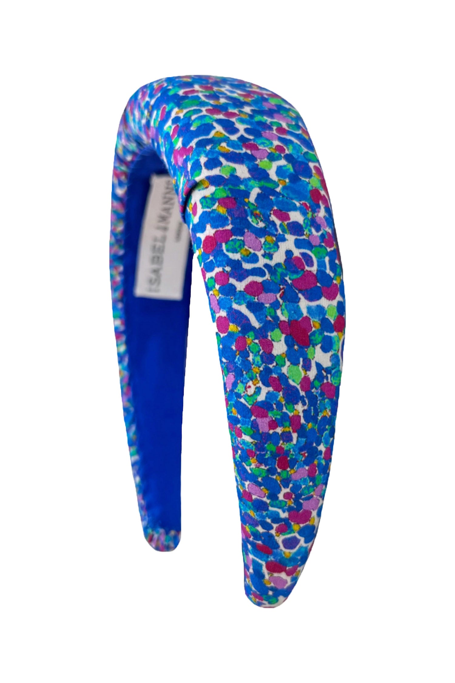 A pretty dotted printed padded headband comprising of blues and pinks that gives you colour