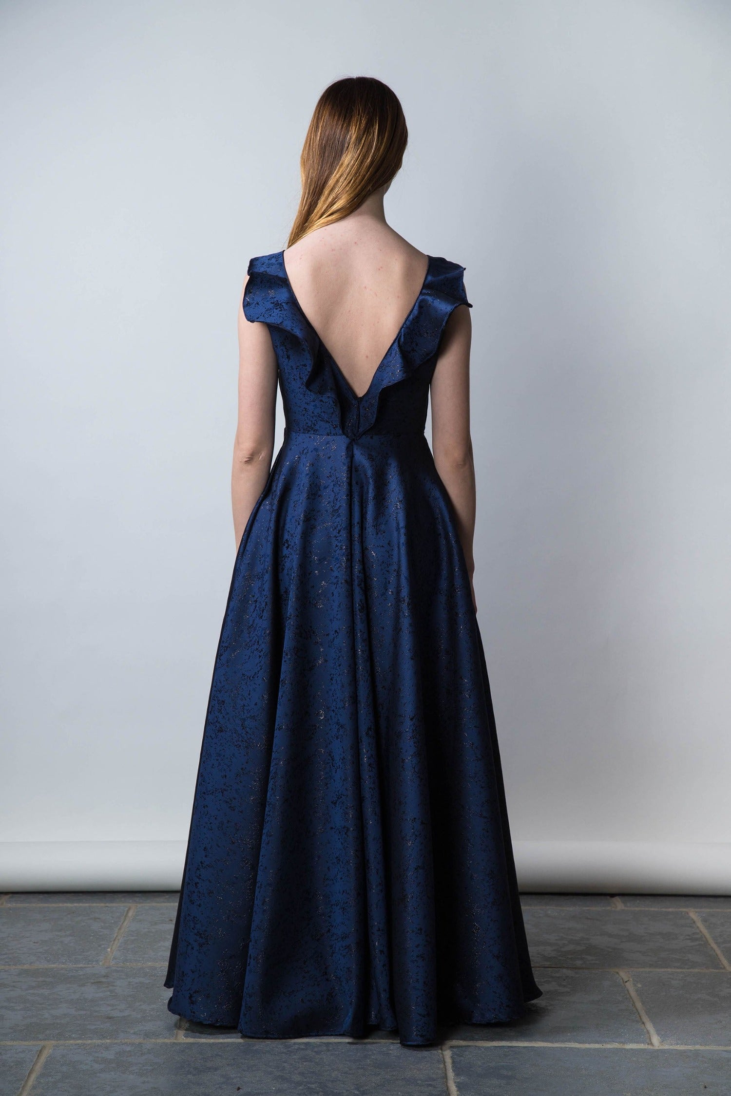 Limited Edition Elizabeth Evening Gown Navy back view