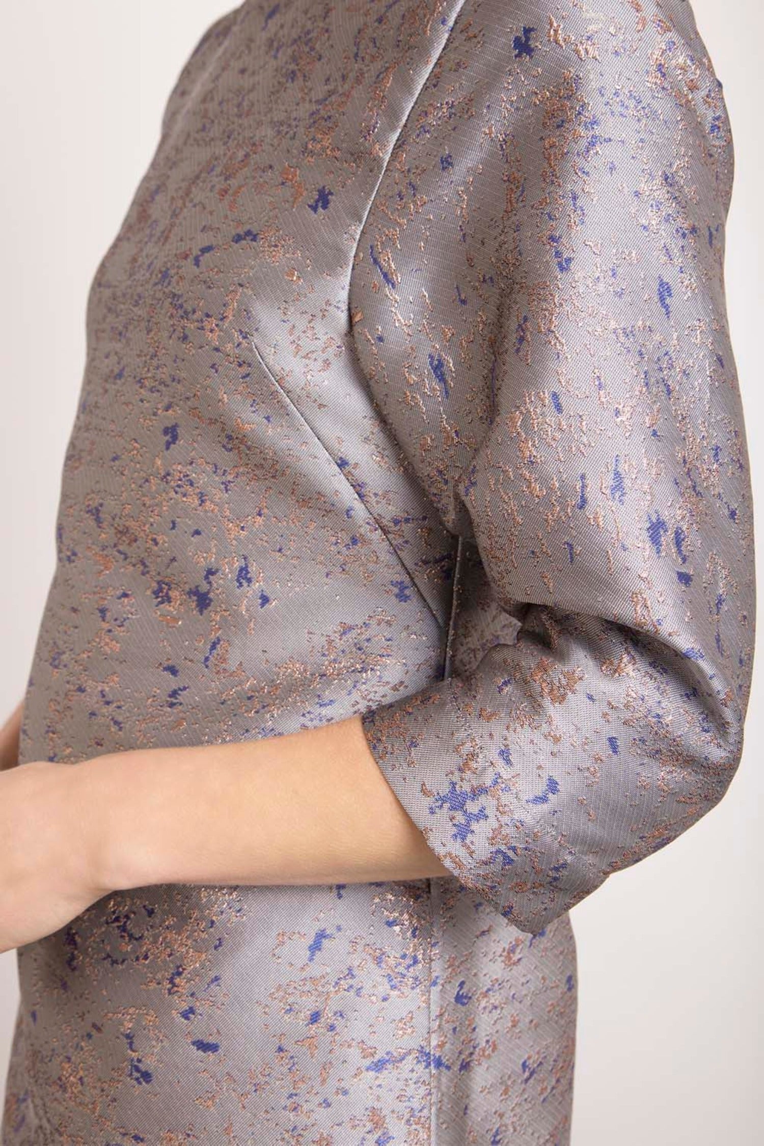 Jasmine Dress Silver Jacquard side detail