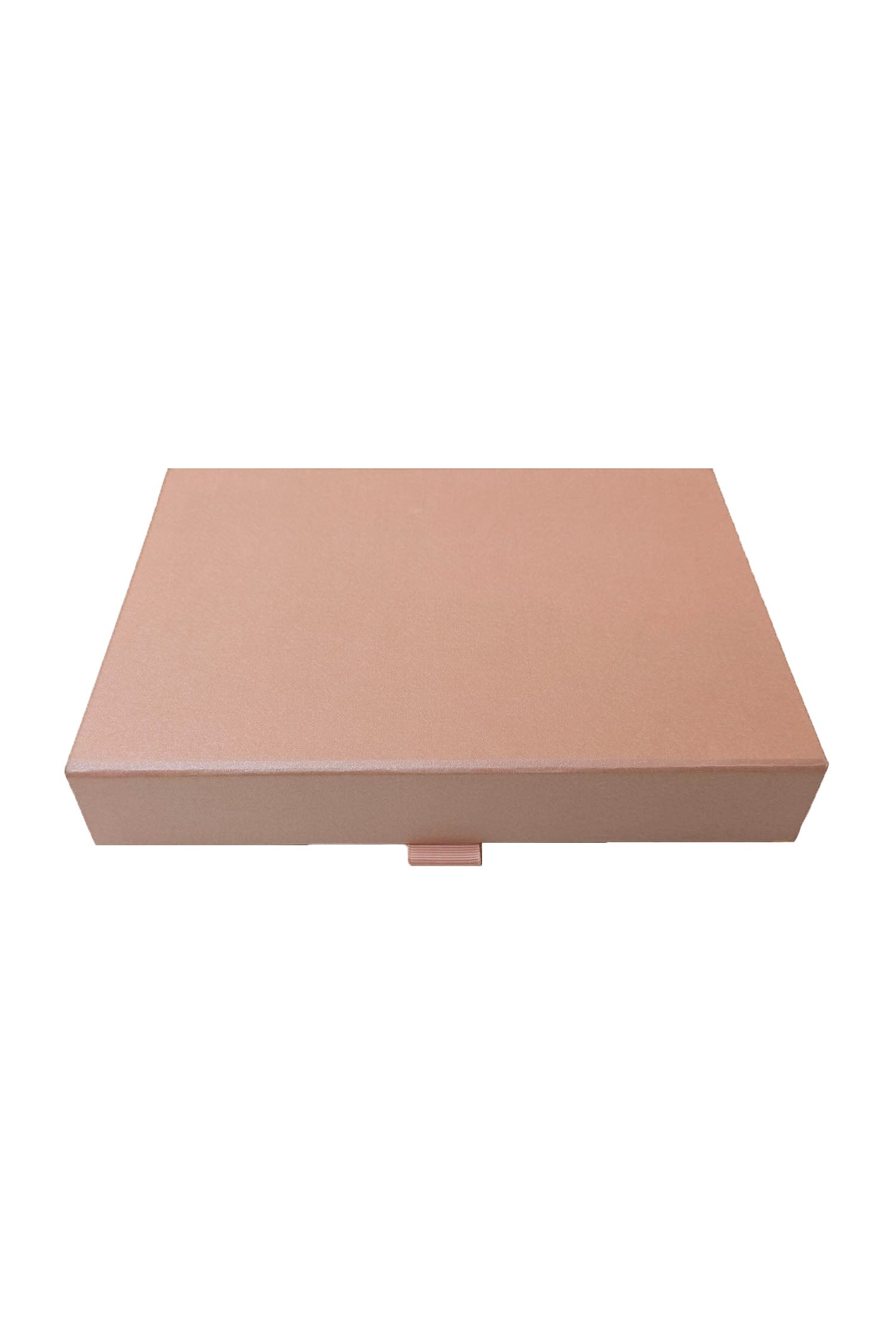Bottom view of pink large gift box with bow tied ribbon.