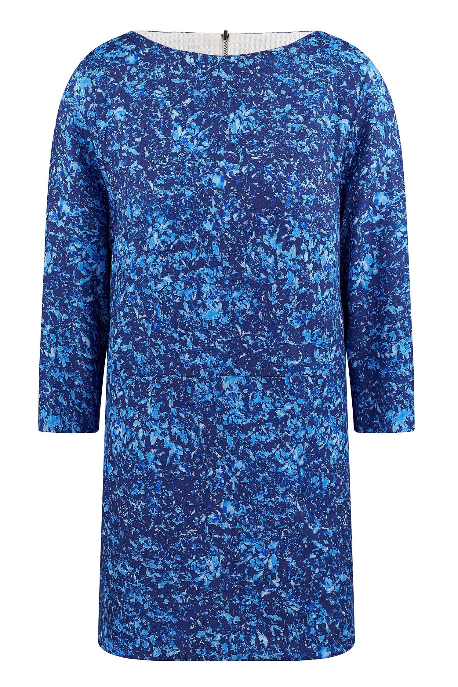 An Isabel Mann reversible tunic top with ¾ length sleeves in blue sea print.