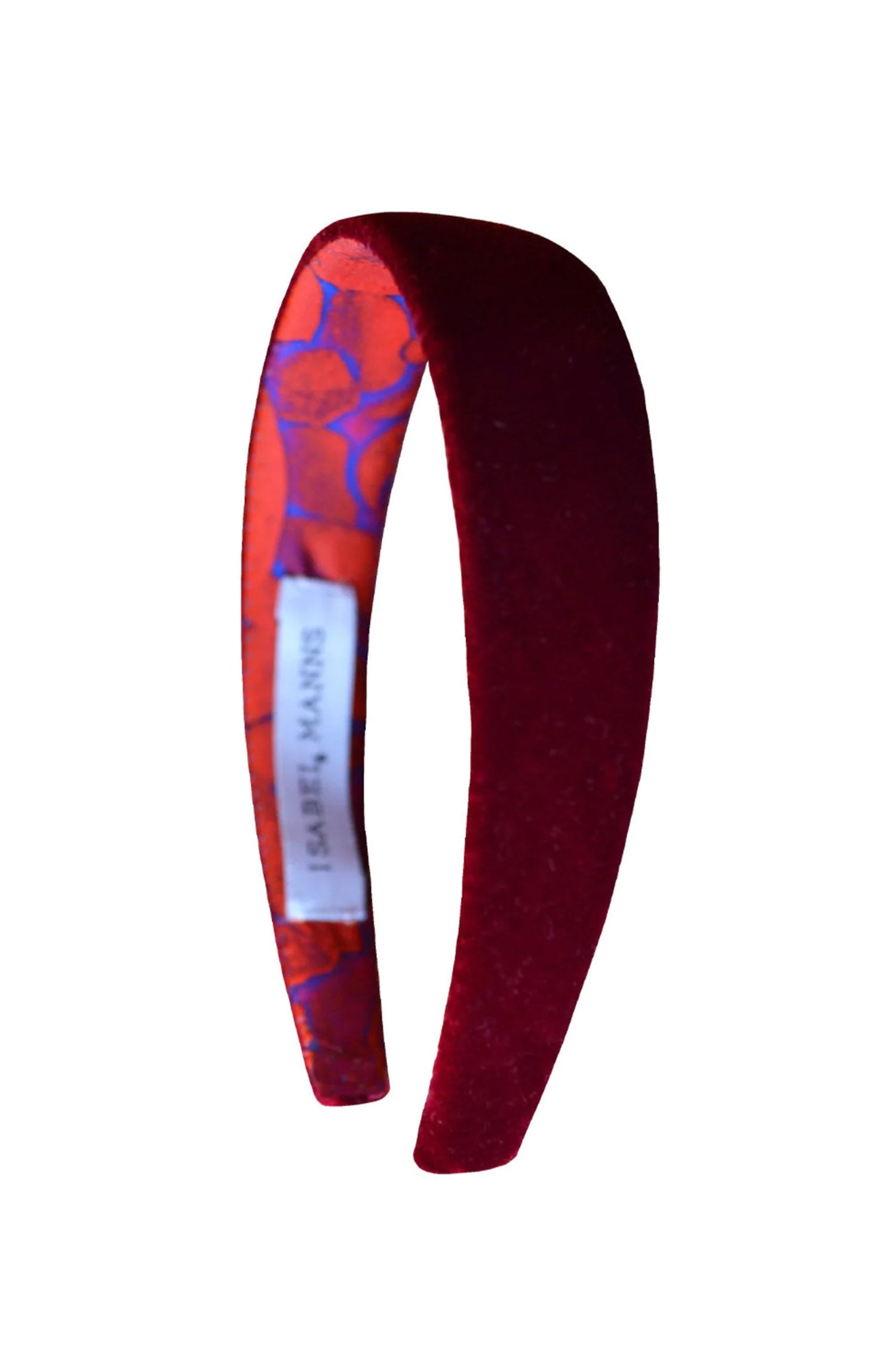 Elegant burgundy velvet headband with a soft, luxurious finish, perfect for adding a touch of sophistication to any outfit.