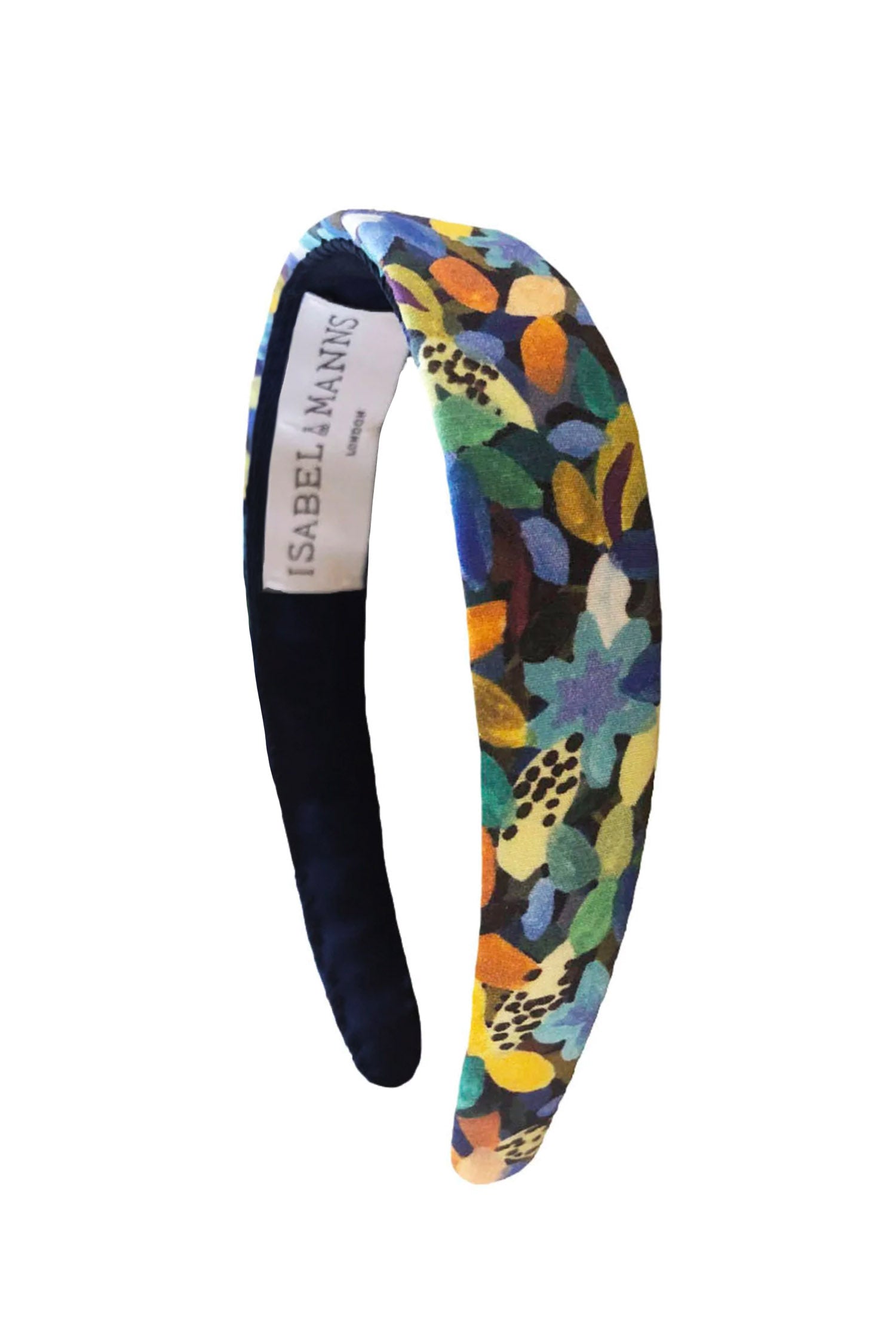 A multi-coloured silk bamboo headband that is stylish and sustainably made