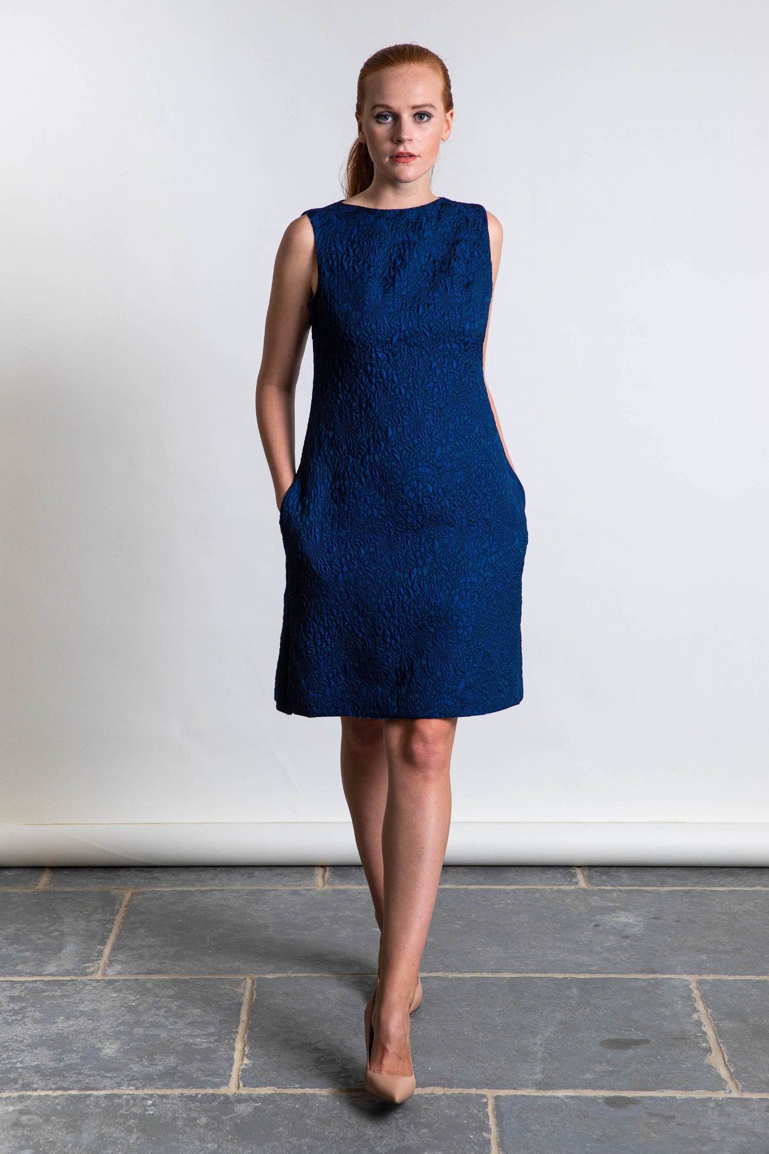 Reversible Beatrice Dress Navy front view