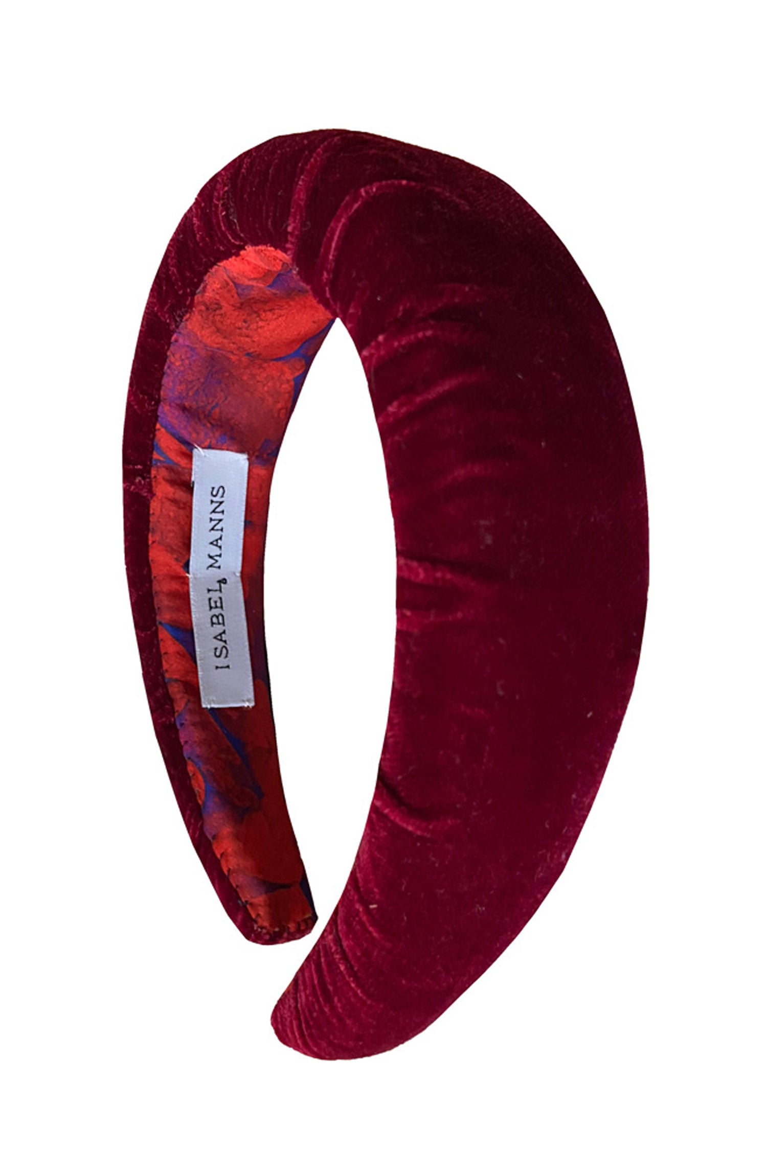 cut out image of sophisticated burgundy velvet luxurious padded headband that adds an elegant finish to your outfit