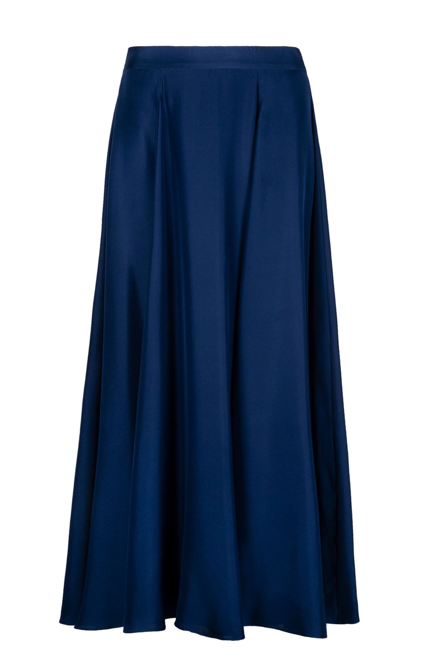 An Isabel Manns reversible voluminous a-line midi silk satin red marble print skirt.