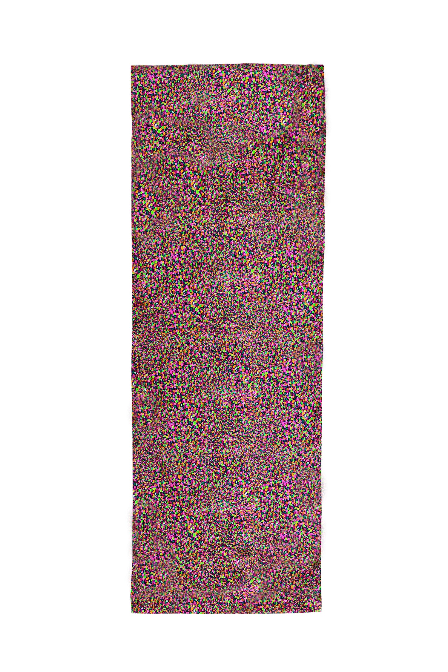 Long double-sided silk satin scarf in pink/orange dotted print.