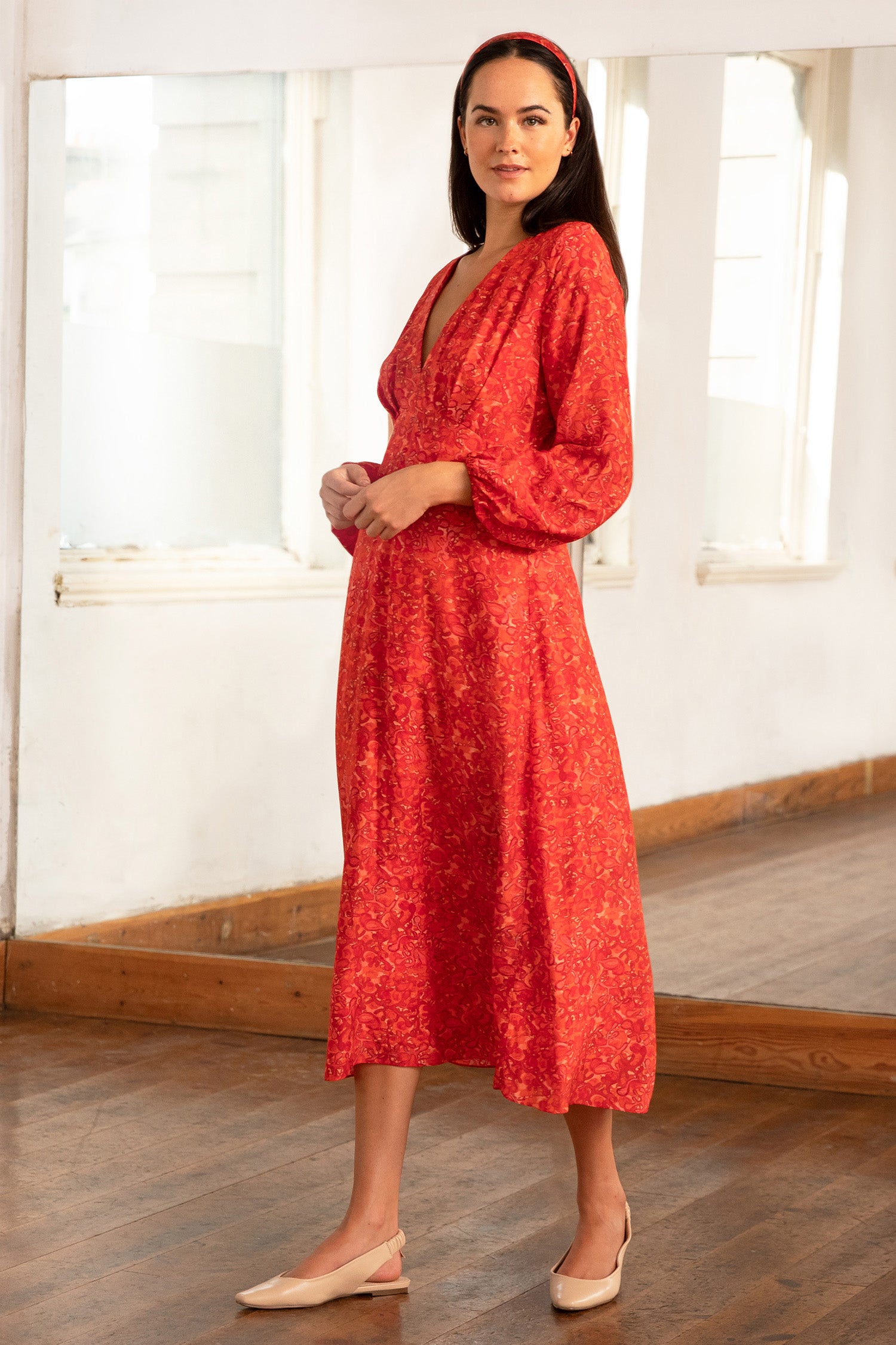 Amelia Silk Bamboo Dress Miami Passion side view