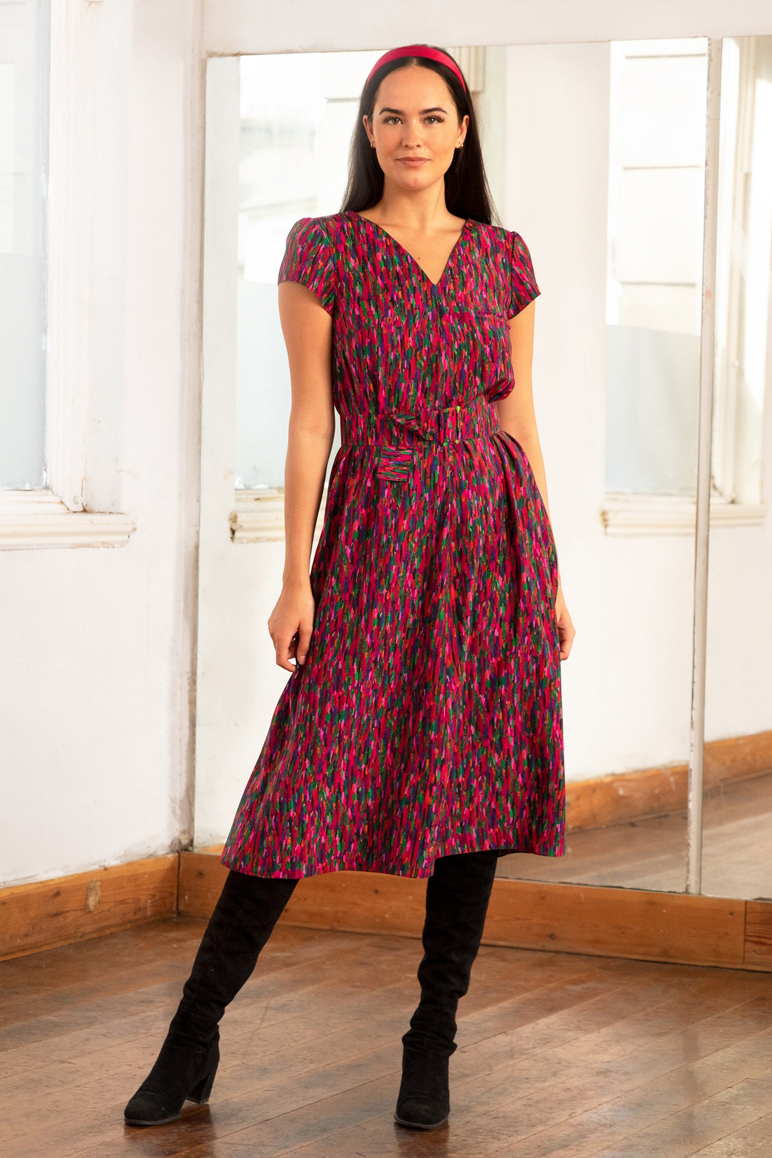Eva Silk Bamboo Dress Floating Vision front view