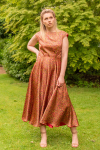 Isabel Manns elegant and timeless reversible silk printed dress