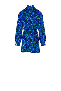 Silk Satin_Aqua Flora_Long sleeve_Short length