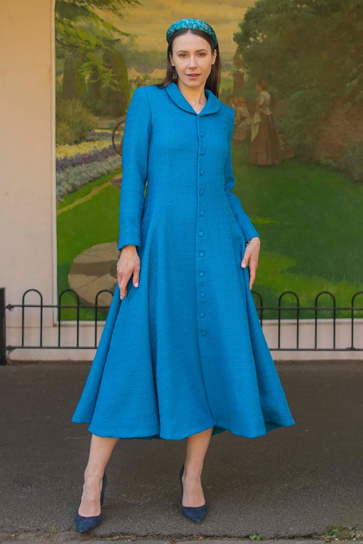 Aurora Coat Dress Teal Textured Wool – Isabel Manns Aurora Coat Dress Teal Textured Wool – Isabel Manns