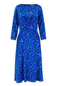 Bethany Silk Satin Dress - Aqua Flora