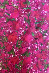 Crimson peonies silk satin swatch