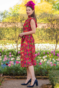 Evie Silk Bamboo Dress Tulips side view