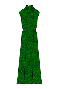 Silk Satin_Flecked Emerald_Cap sleeve_Full length