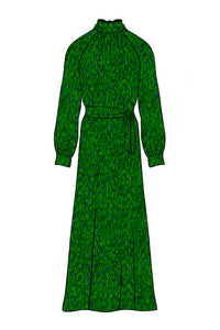 Silk Satin_Flecked Emerald_Long sleeve_Full length