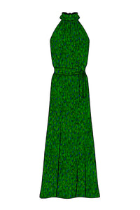 Silk Satin_Flecked Emerald_Sleeveless_Full length