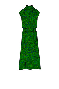 Silk Satin_Flecked Emerald_Cap sleeve_Midi length