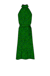 Silk Satin_Flecked Emerald_Sleeveless_Midi length