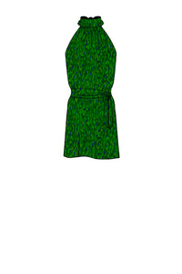 Silk Satin_Flecked Emerald_Sleeveless_Short length