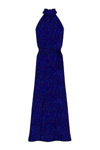 Silk Satin_Flecked Sapphire_Sleeveless_Full length