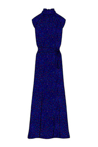 Silk Satin_Flecked Sapphire_Cap sleeve_Full length