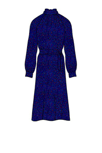 Silk Satin_Flecked Sapphire_Long sleeve_Midi length