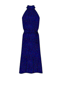 Silk Satin_Flecked Sapphire_Sleeveless_Midi length